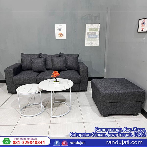SOFA 3 SEATER + PUK HITAM MEJA HPL